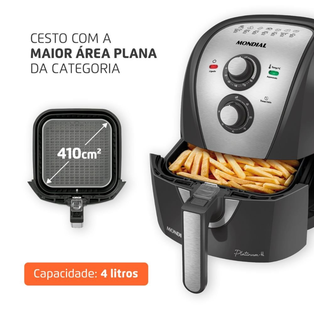 Encontraproduto.com.br - Fritadeira Sem Óleo Air Fryer 4L Mondial AFN-40-PI