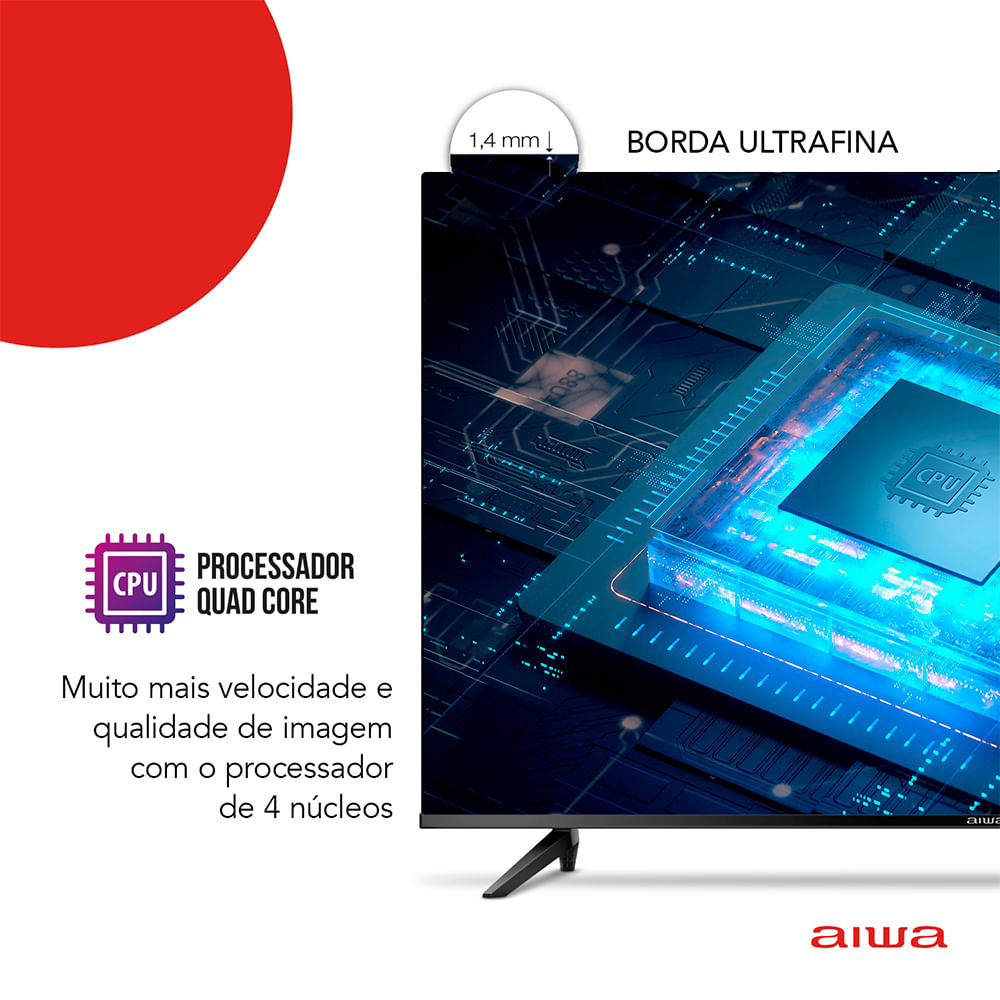 Encontraproduto.com.br - Smart Tv Aiwa Android, Full Hd, Comando De Voz, Dolby Audio, borda Infinita Aws-tv-43-bl-02-a Bivolt