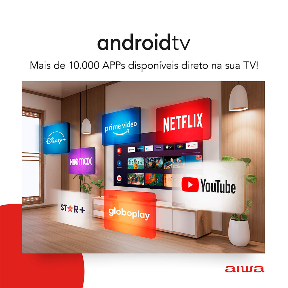 Encontraproduto.com.br - Smart Tv Aiwa Android, Full Hd, Comando De Voz, Dolby Audio, borda Infinita Aws-tv-43-bl-02-a Bivolt