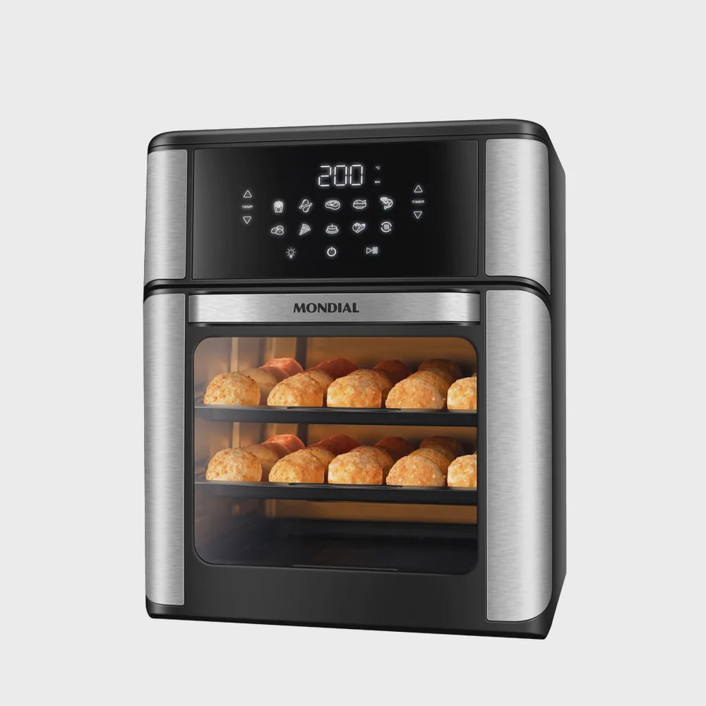 Encontraproduto.com.br - Fritadeira Elétrica Sem óleo Air Fryer Oven 2 Em 1 Mondial Preto Com Inox 110V