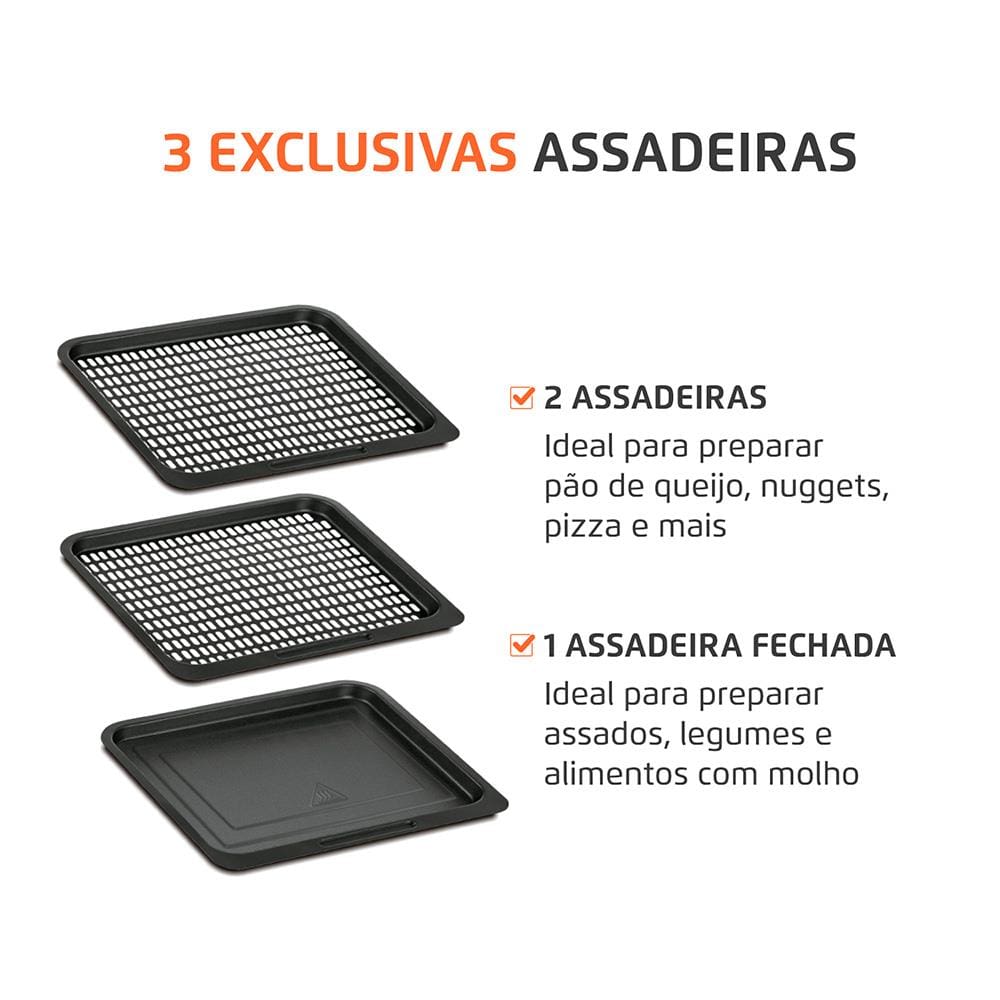 Encontraproduto.com.br - Fritadeira Elétrica Sem óleo Air Fryer Oven 2 Em 1 Mondial Preto Com Inox 110V