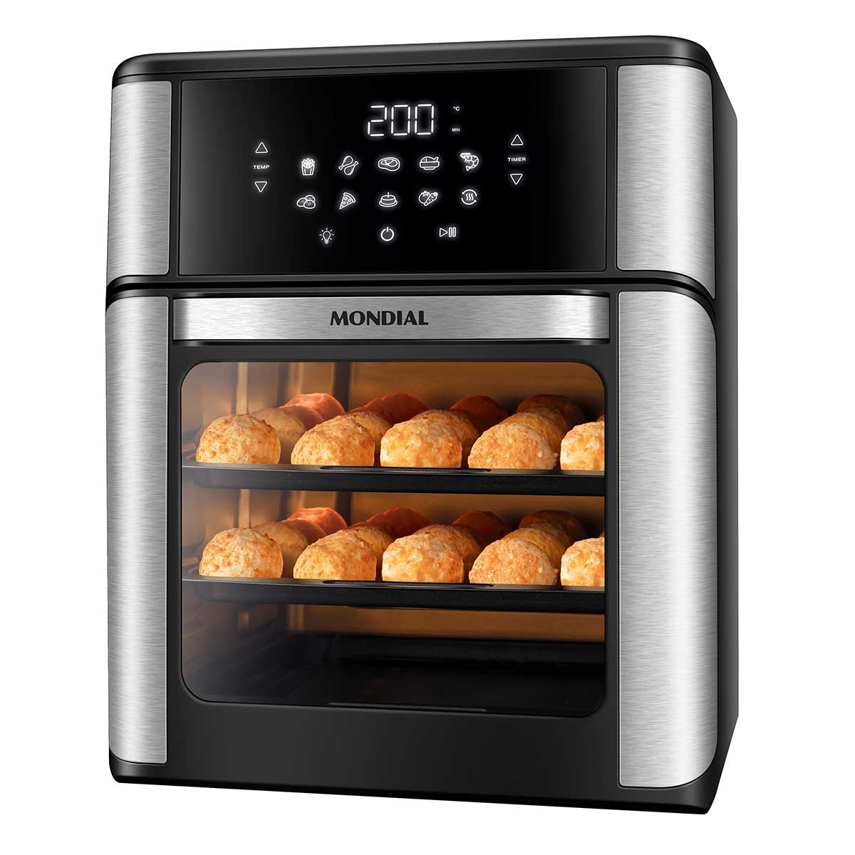 Encontraproduto.com.br - Fritadeira Elétrica Sem óleo Air Fryer Oven 2 Em 1 Mondial Preto Com Inox 110V