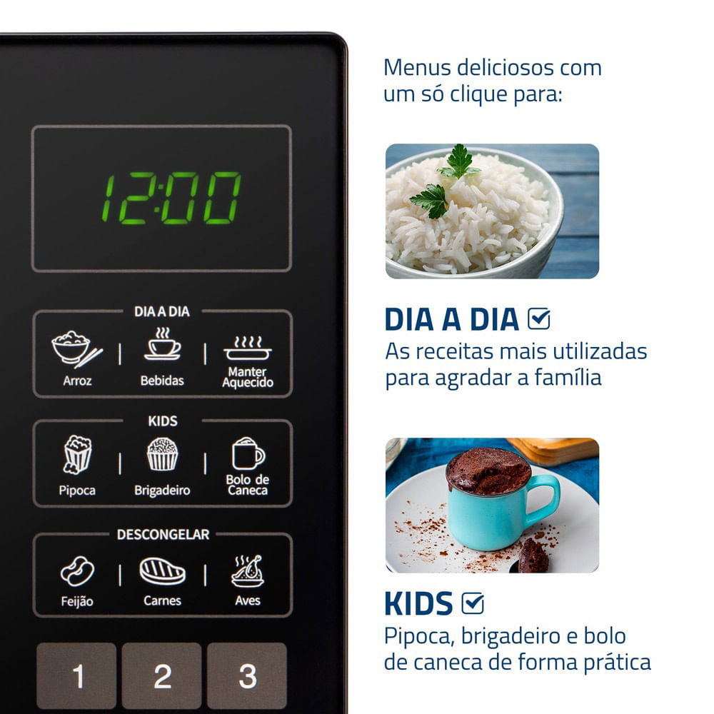 Encontraproduto.com.br - Micro-Ondas 34 Litros com Menu Dia a Dia MO-02-34-B 1400W 220V Preto Mondial
