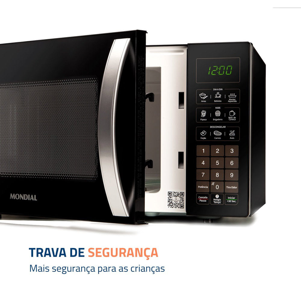 Encontraproduto.com.br - Micro-Ondas 34 Litros com Menu Dia a Dia MO-02-34-B 1400W 220V Preto Mondial