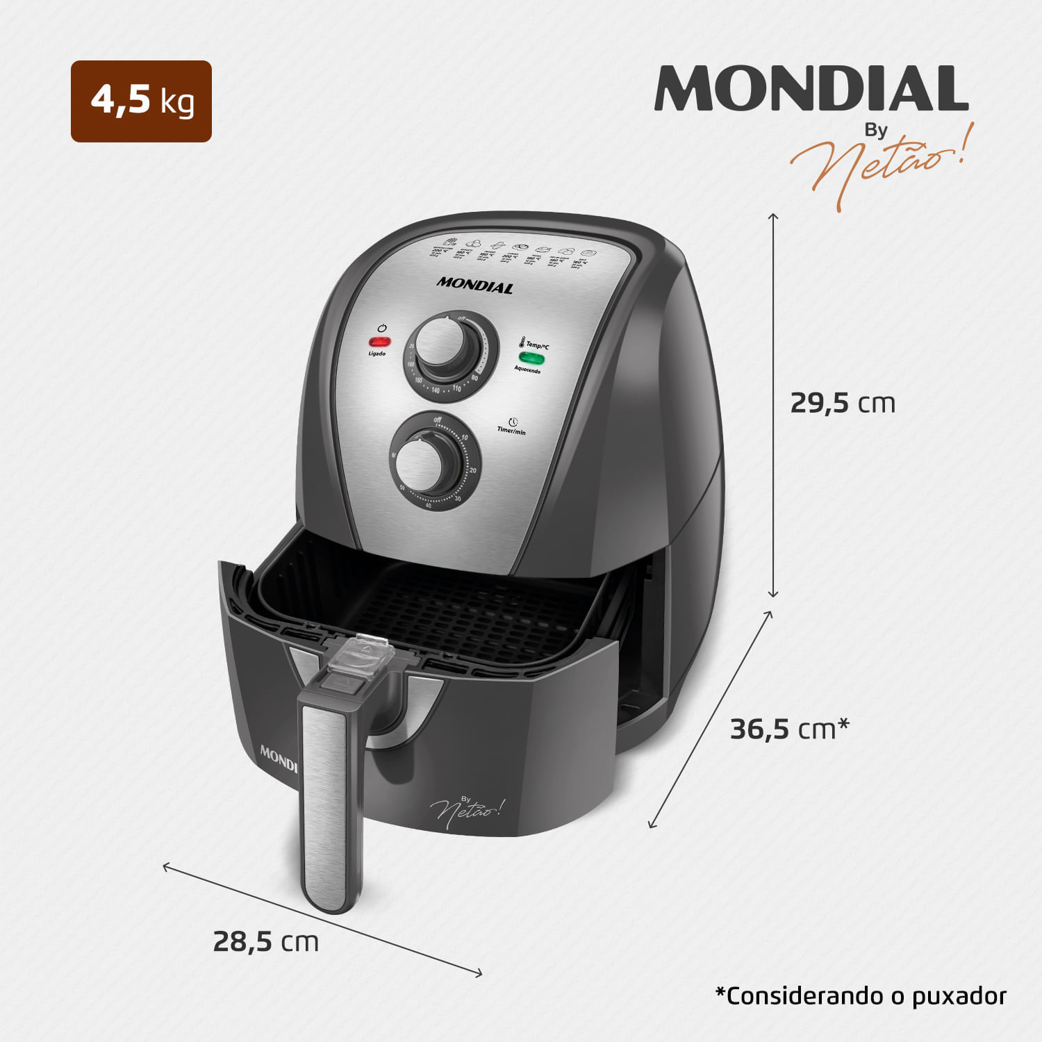Encontraproduto.com.br - Fritadeira Sem Óleo Air Fryer 4L By Netão Mondial AFN-NT-01