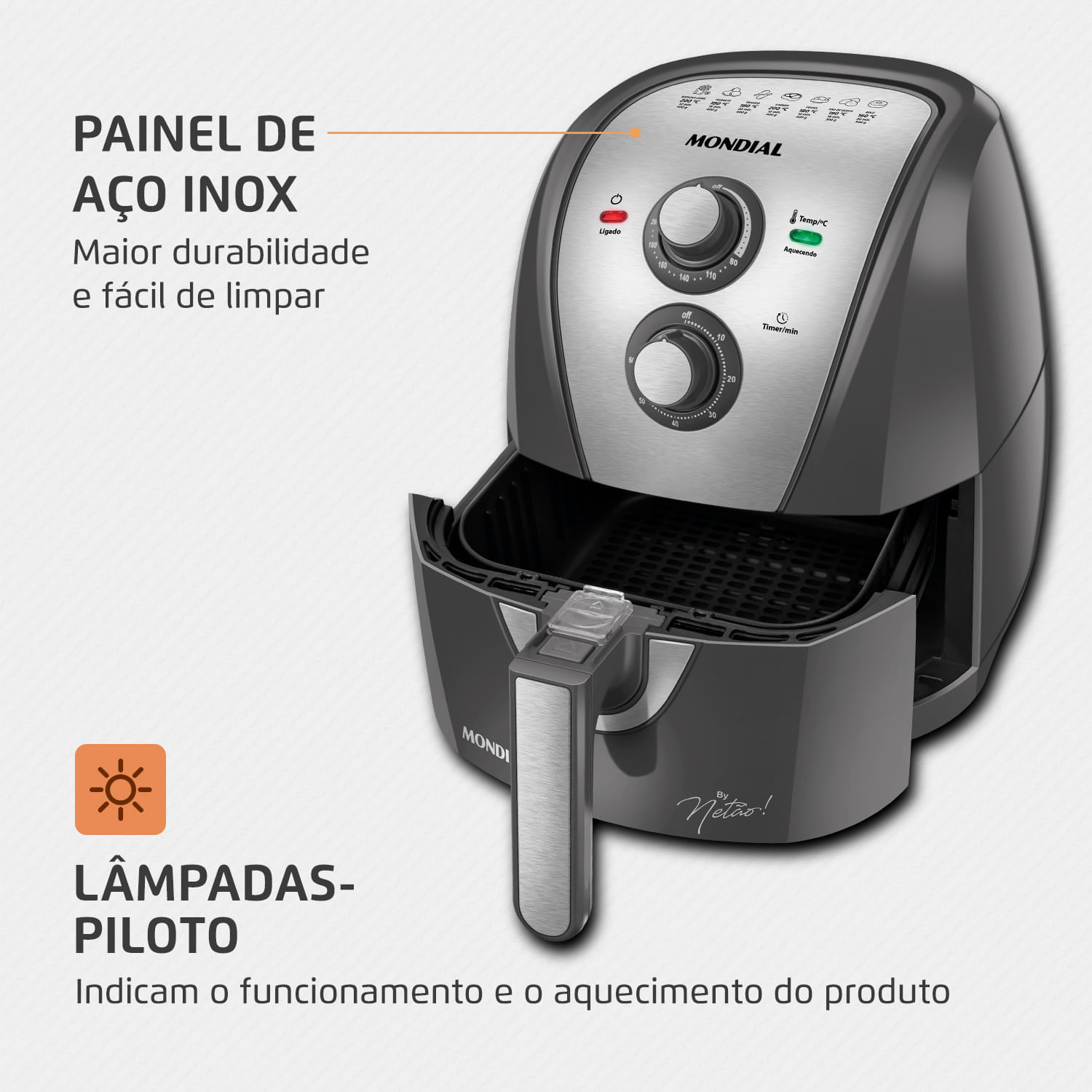 Encontraproduto.com.br - Fritadeira Sem Óleo Air Fryer 4L By Netão Mondial AFN-NT-01