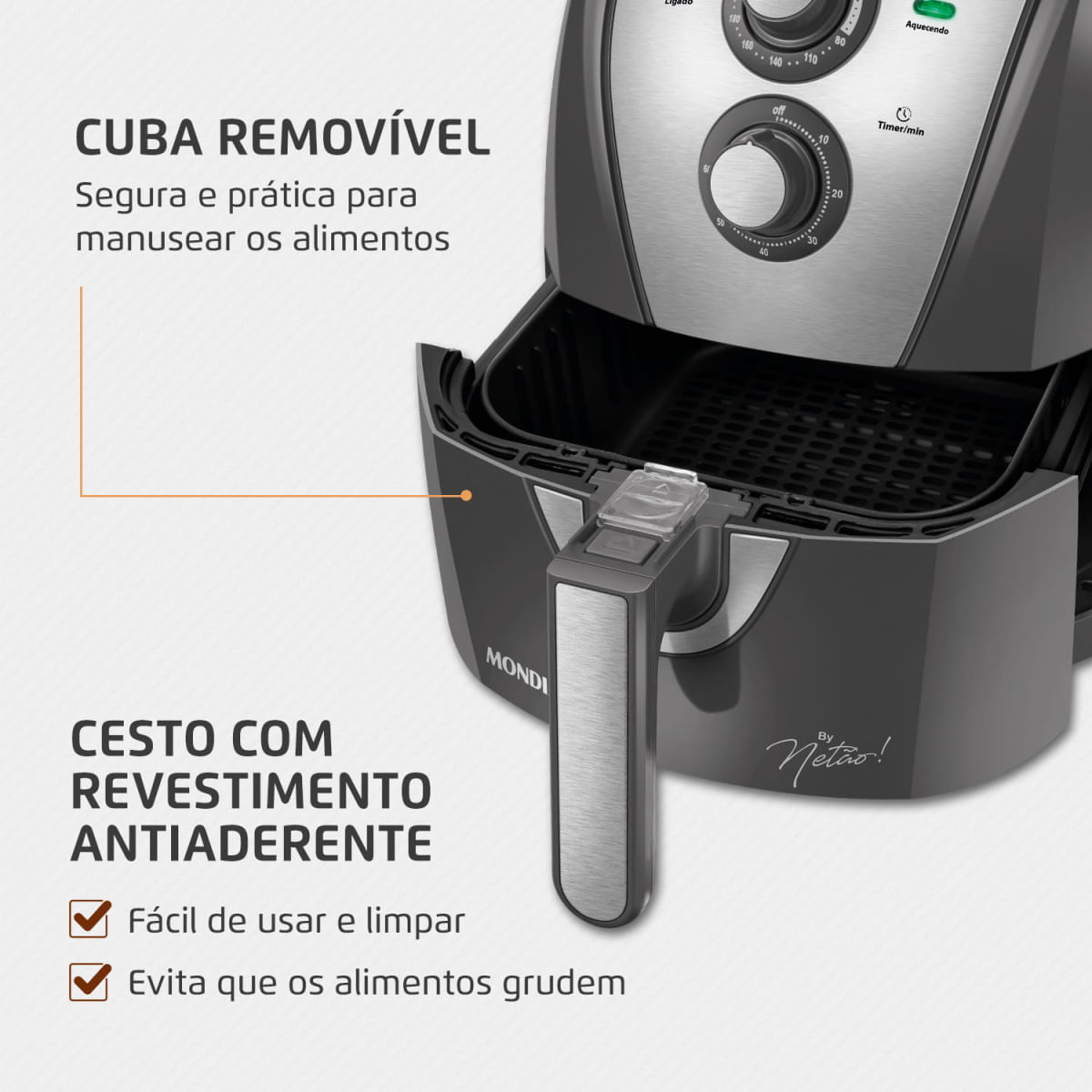 Encontraproduto.com.br - Fritadeira Sem Óleo Air Fryer 4L By Netão Mondial AFN-NT-01