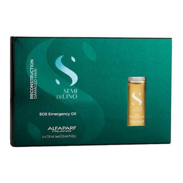 Encontraproduto.com.br - Caixa de Ampola para Reconstrução Alfaparf Milano Professional Semi Di Lino Reconstruction SOS Oil 6 x 13 ml