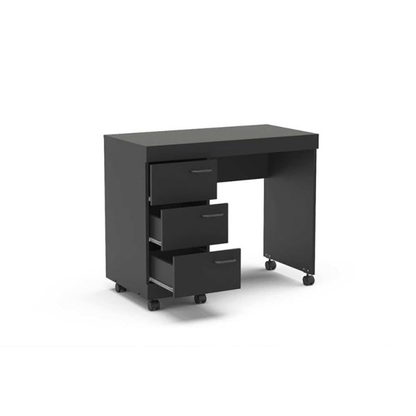 Encontraproduto.com.br - Mesa Osaka 90cm Com 3 Gavetas Com Rodízio Politorno Castanho