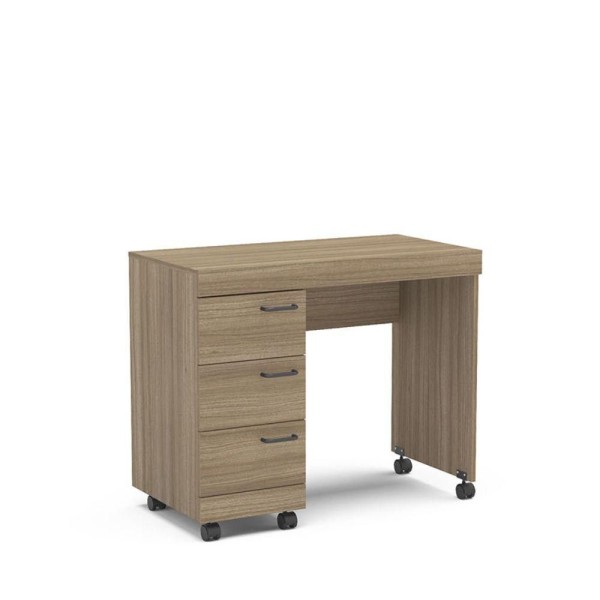 Encontraproduto.com.br - Mesa Osaka 90cm Com 3 Gavetas Com Rodízio Politorno Castanho