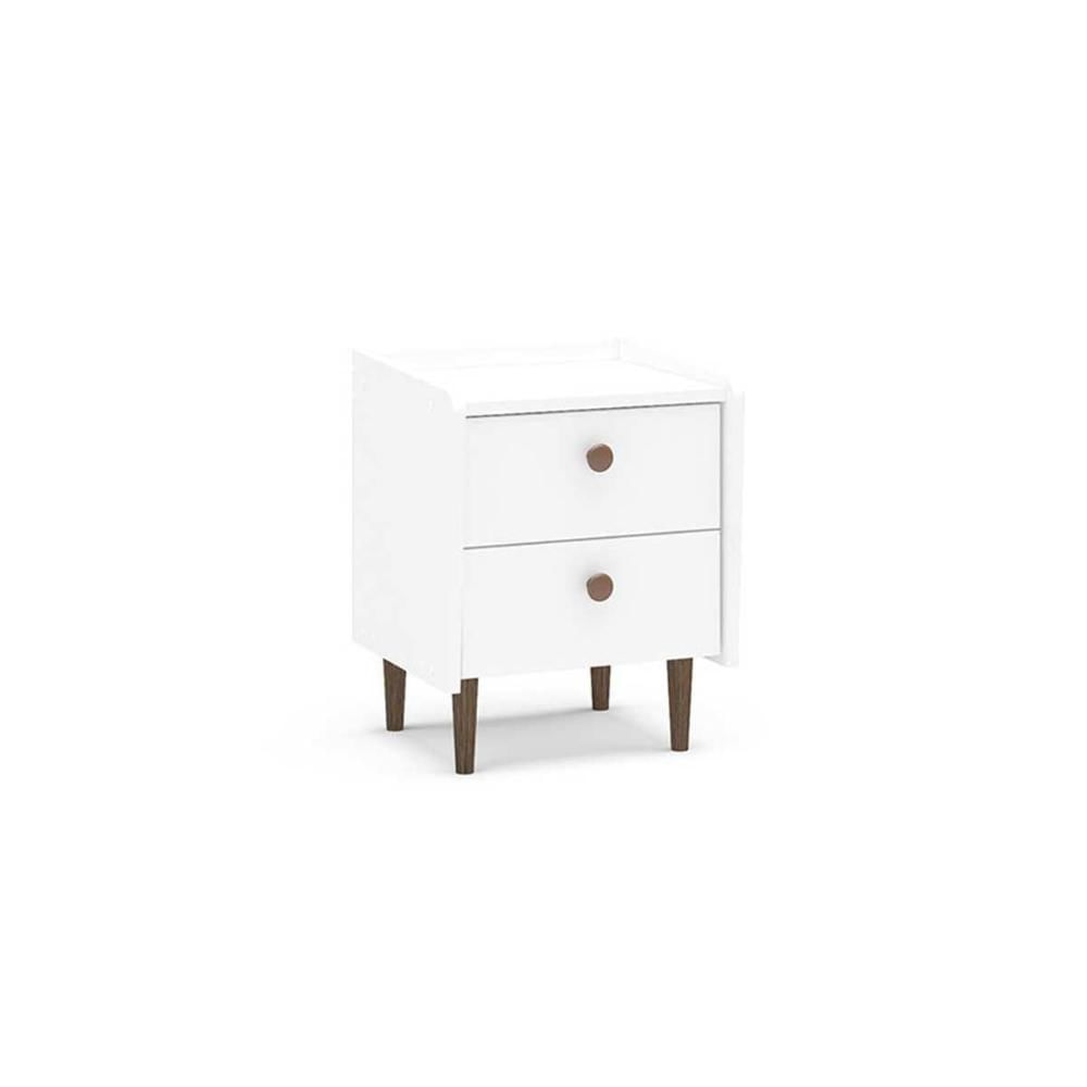 Mesa de Cabeceira Luisiana com 2 Gavetas - Branco