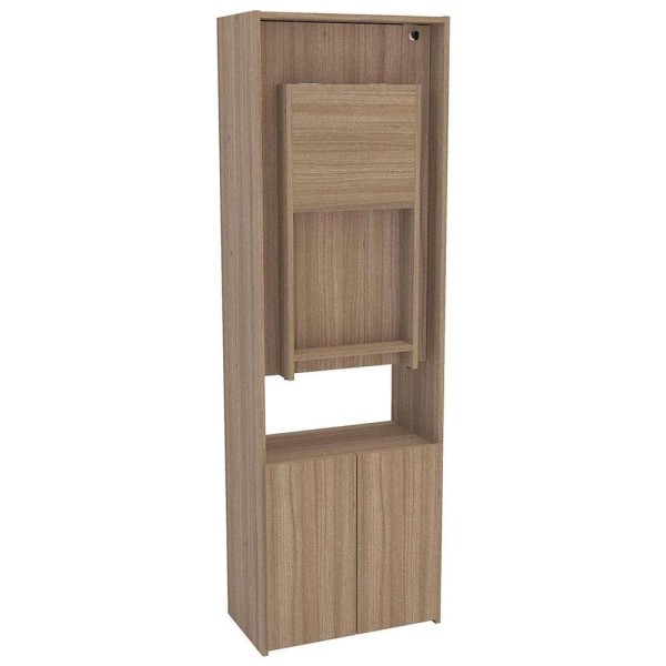 Encontraproduto.com.br - Armário Multiuso Politorno Goiânia 2 Portas 3 Prateleiras E Mesa Retrátil Com Chave Castanho
