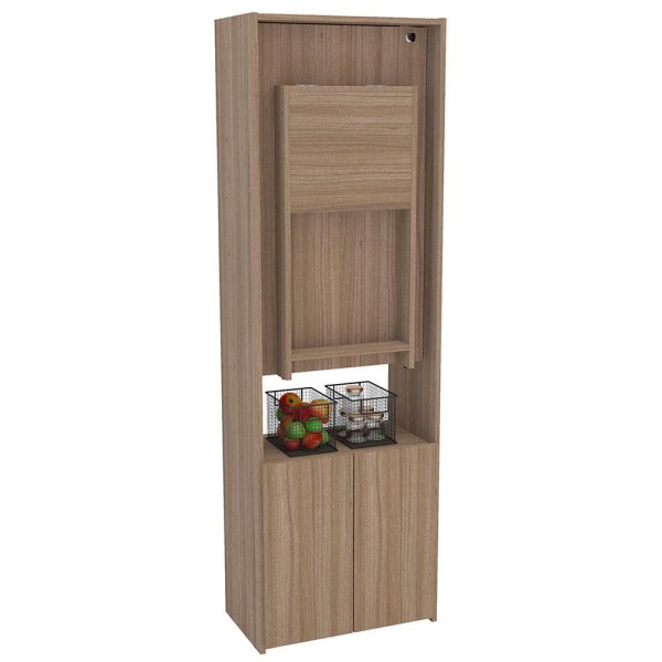 Encontraproduto.com.br - Armário Multiuso Politorno Goiânia 2 Portas 3 Prateleiras E Mesa Retrátil Com Chave Castanho