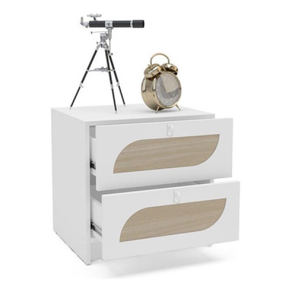 Encontraproduto.com.br - Gaveteiro Infantil Fox 47,5cm com 2 Gavetas Em Mdp Politorno Branco com Creme