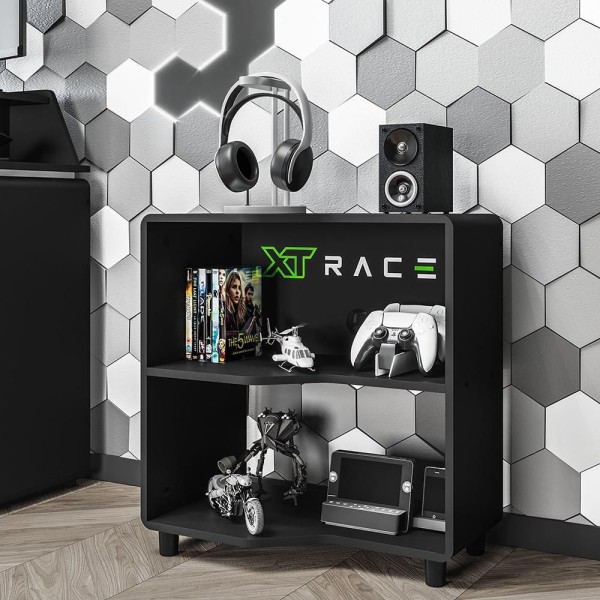 Estante Gamer E Escritóro Xt Racer Force One Politorno Preto/Verde Preto/Verde
