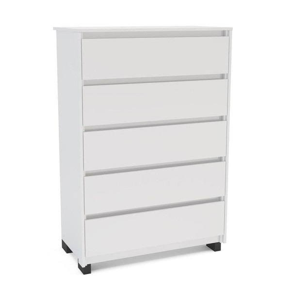 Cômoda Para Quarto 5 Gavetas Coimbra Politorno Branco Branco