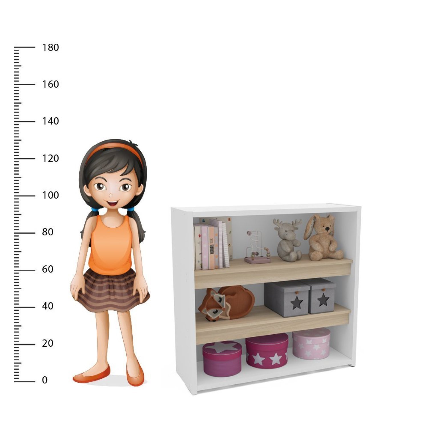 Encontraproduto.com.br - Estante Montessoriana Alice 2 Prateleiras 3 Nichos Em Estrutura De 25mm Branco