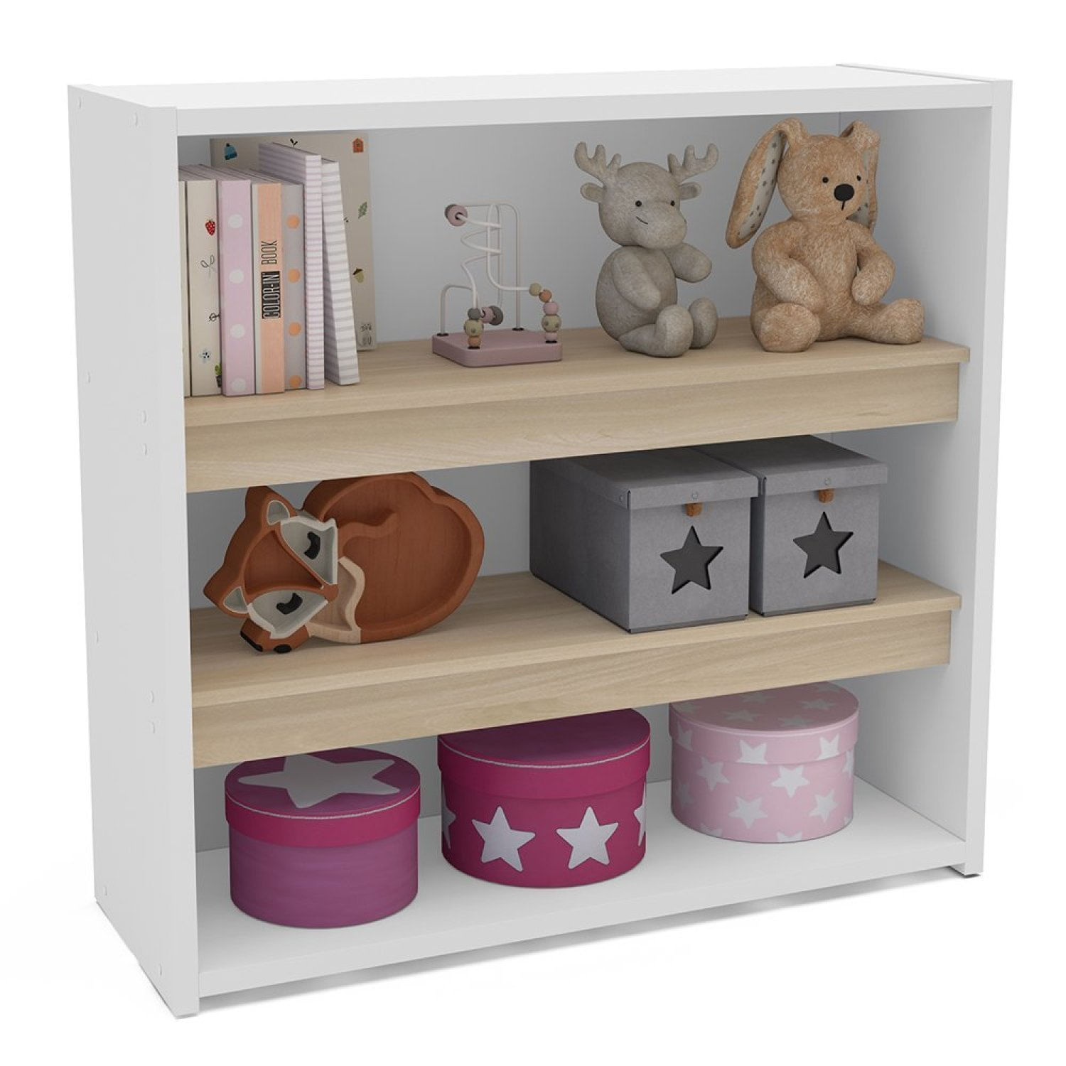 Encontraproduto.com.br - Estante Montessoriana Alice 2 Prateleiras 3 Nichos Em Estrutura De 25mm Branco