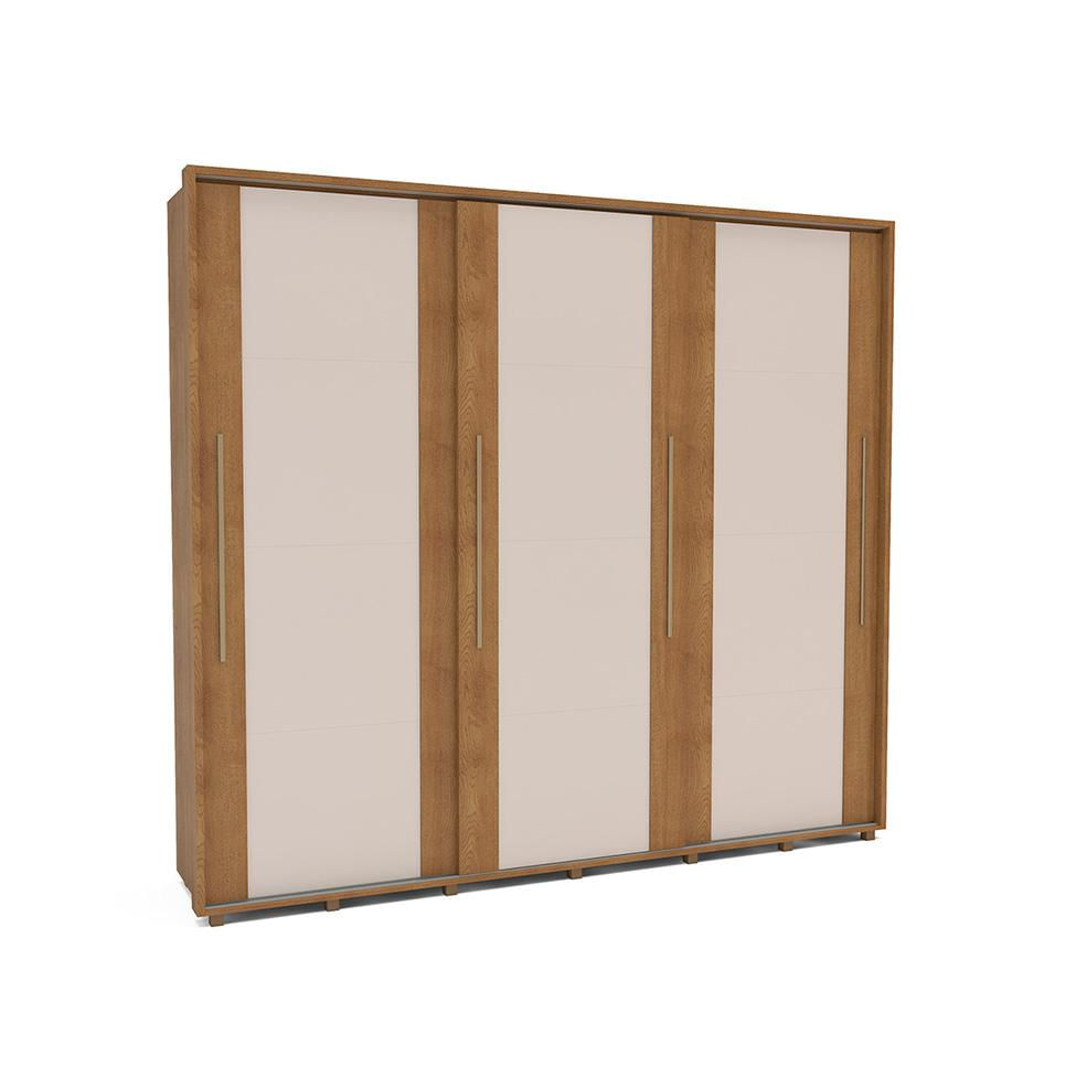 Guarda-Roupa Casal Coimbra Flex com Pés 3 PT 6 GV Freijó e Off White 238cm