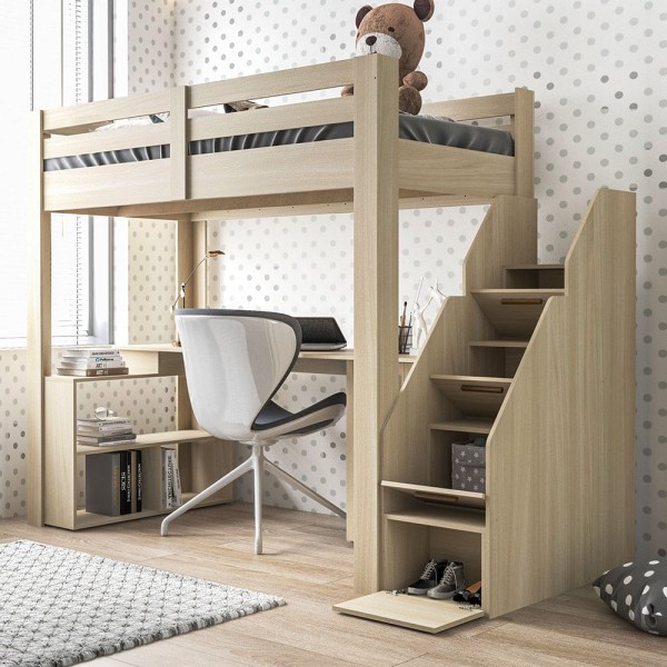Encontraproduto.com.br - Cama Alta Juvenil Star Plus com Escada e Escrivaninha Legno Salinas - Casatema