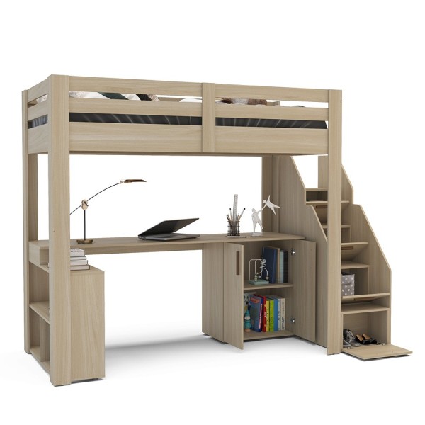 Encontraproduto.com.br - Cama Alta Juvenil Star Plus com Escada e Escrivaninha Legno Salinas - Casatema