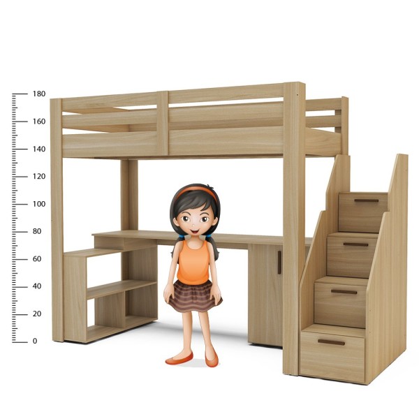 Encontraproduto.com.br - Cama Alta Juvenil Star Plus com Escada e Escrivaninha Legno Salinas - Casatema