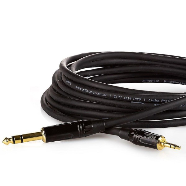 Encontraproduto.com.br - Cabo P2 Estereo Para P10 Estereo Profissional - 5 Metros