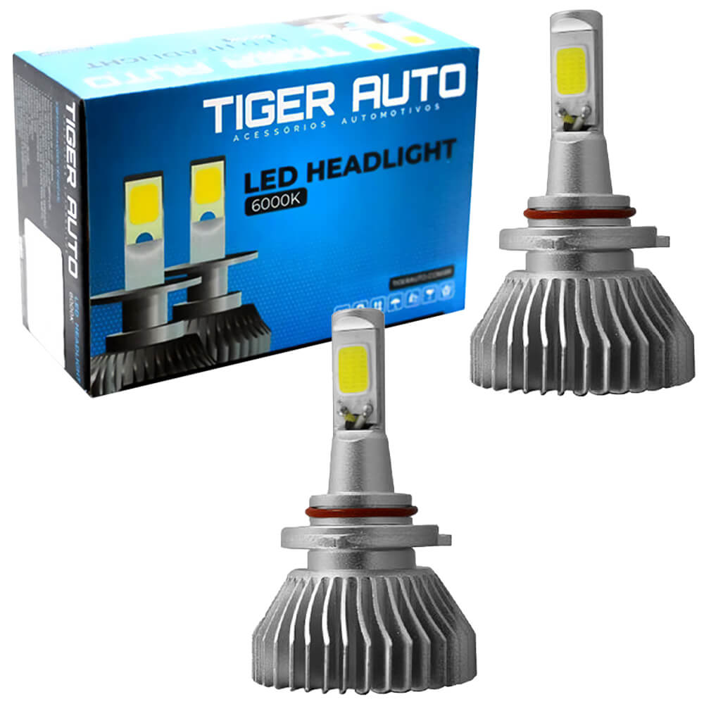 Par Lâmpada Tiger Auto Super LED H7 12/24V 22W 6000K Reator Embutido TG1001H7