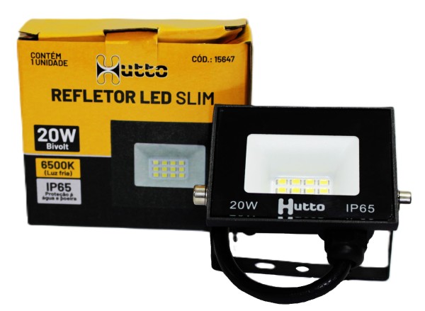 Encontraproduto.com.br - Refletor led slim 20w ip65 6500k hutto