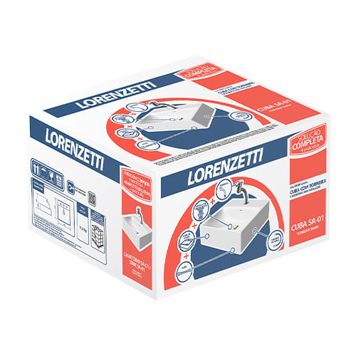 Kit Cuba de Apoio Quadrada SA-01 Branca com Torneira + Acessórios para Instalação - LORENZETTI