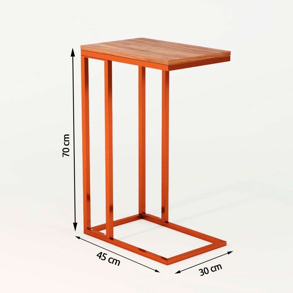 Encontraproduto.com.br - Mesa Lateral Encaixe Elena Cobre E Tampo Amendoa New Green - Marrom