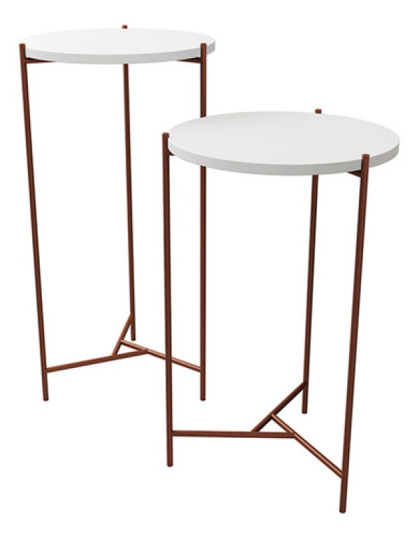 Encontraproduto.com.br - Mesa Lateral Redonda Áquila Cobre E Tampo Preto - Cor: Preto