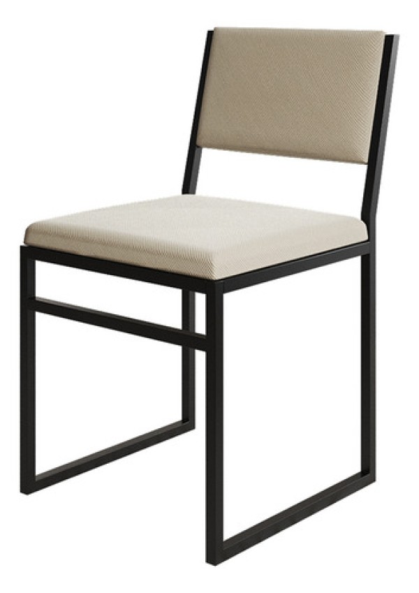 Cadeira De Jantar Industrial Assento Estofado Veludo Preto Isa - Cor: Preto