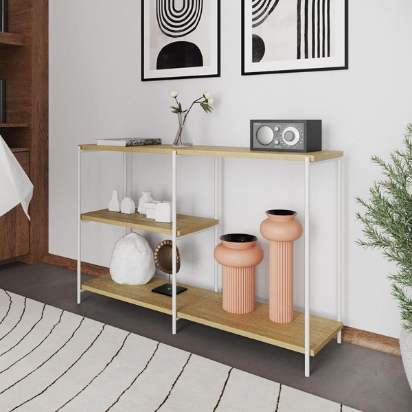 Aparador Industrial Artesania Branco E Freijó 120cm - Cor: Preto