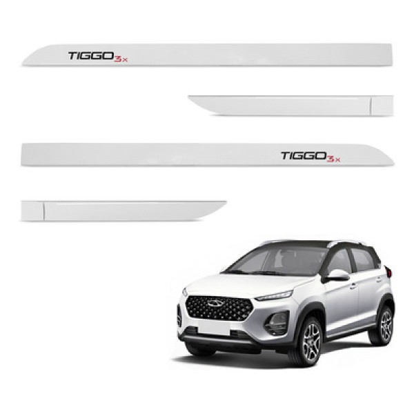 Jogo De Friso Lateral Tiggo 3x 2021 A 2024 Branco Perolizado