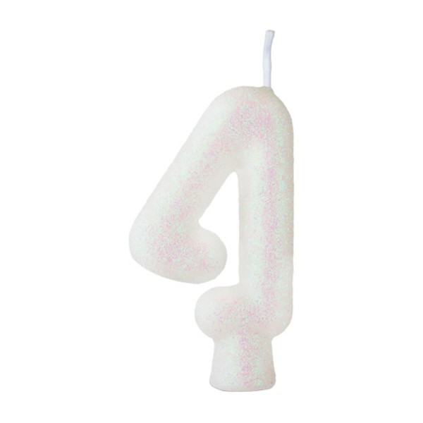 Vela de Aniversário Cintilante Branco Nº 4- Regina