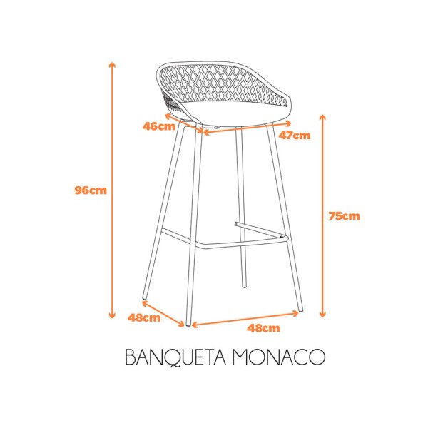Encontraproduto.com.br - Kit com 2 Banquetas Monaco Assento em Polipropileno e Base em Aço Fratini - Nude
