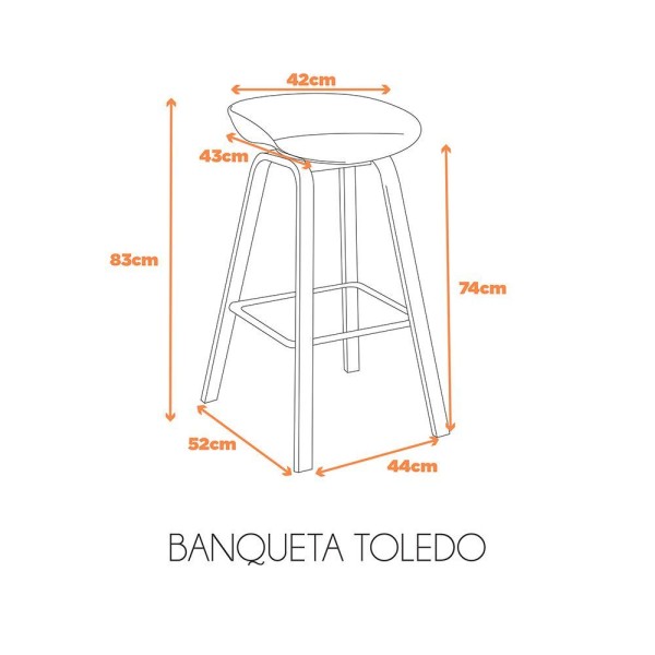 Encontraproduto.com.br - Kit Com 2 Banquetas Toledo Assento Em Polipropileno E Base Em Aço Fratini Fendi