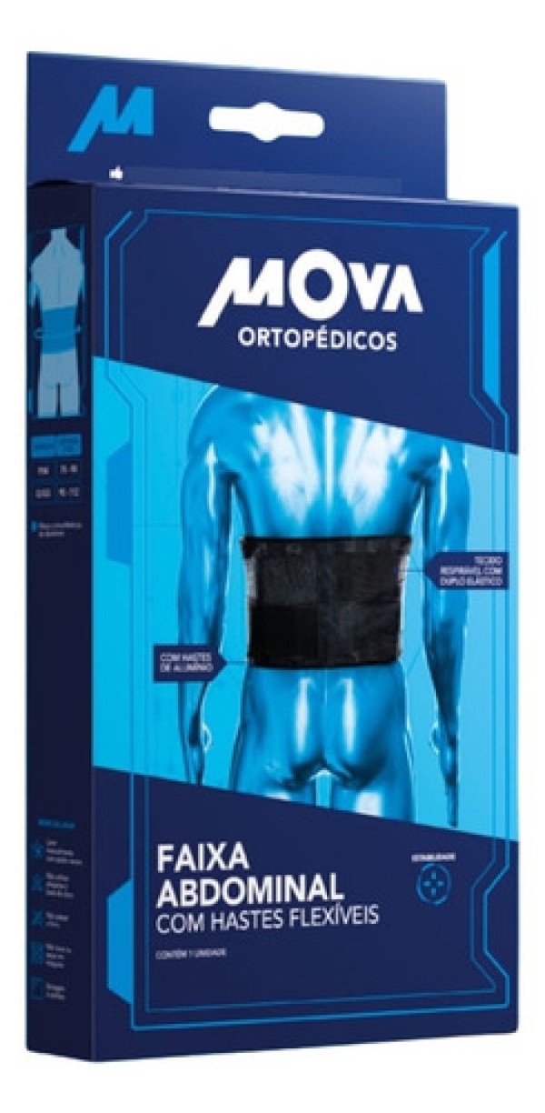 Faixa Abdominal com Hastes Flexíveis Preto Mova