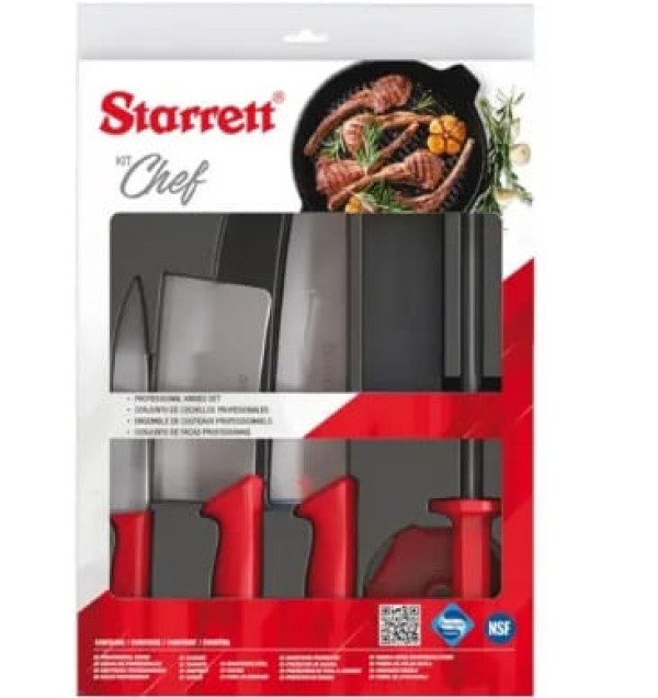 Encontraproduto.com.br - Kit de Facas Starrett Chefe Com Cutelo 6 Peças Vermelho
