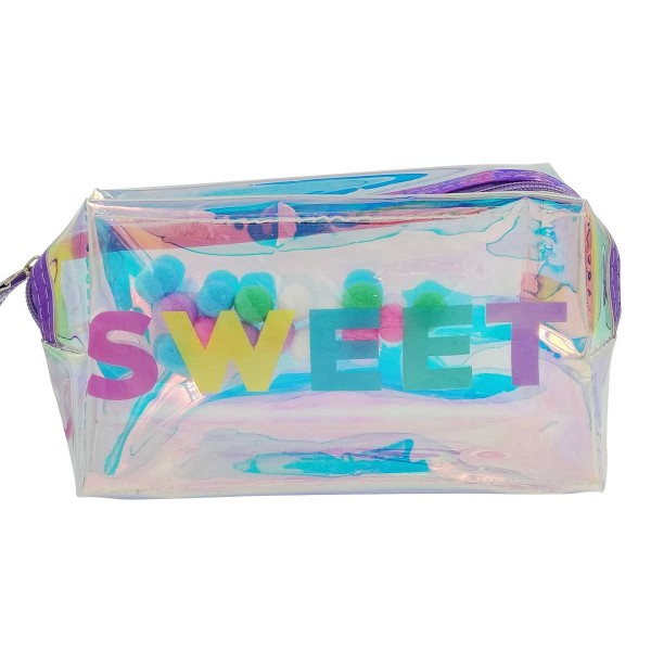 Nécessaire Sweet Holográfica 13x19cm em PVC Qualis Importado
