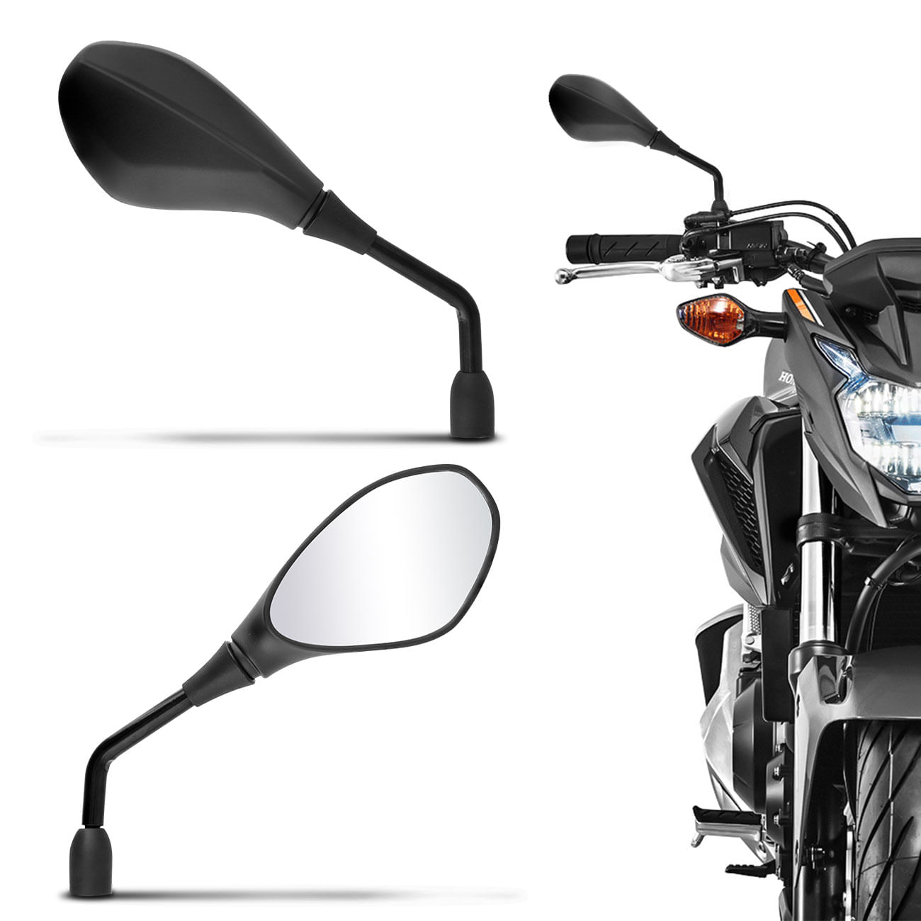 Par Retrovisor Bmw F800 Rosca Honda Haste Longa Awa
