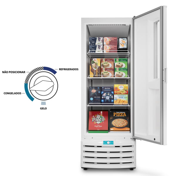 Encontraproduto.com.br - Freezer Vertical Tripla Ação Porta com Visor 544 Litros Metalfrio VF55FT Branco 220V