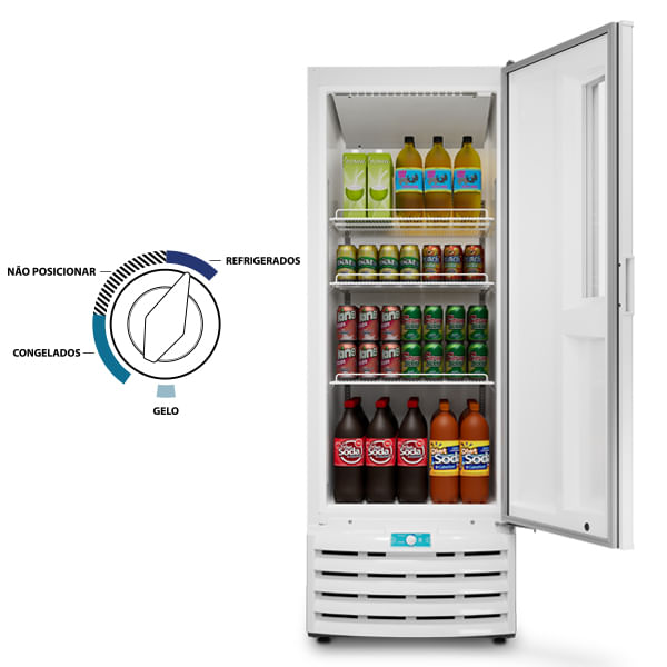 Encontraproduto.com.br - Freezer Vertical Tripla Ação Porta com Visor 544 Litros Metalfrio VF55FT Branco 220V