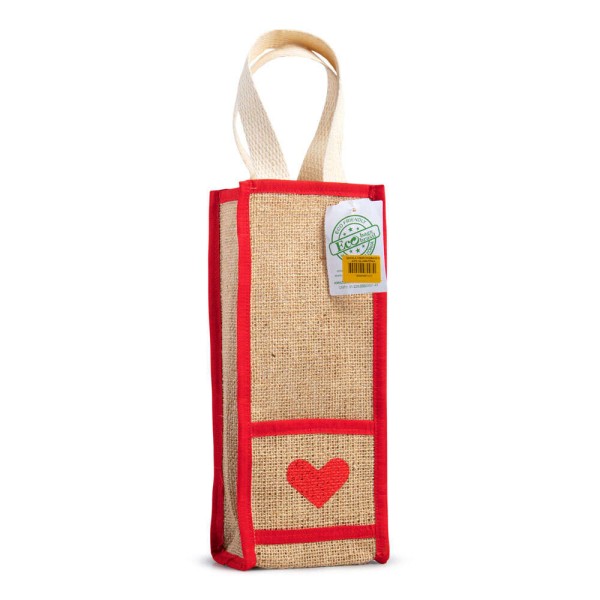 Encontraproduto.com.br - Sacola Ecobag para Vinho Amo Rio com Juta da Amazônia