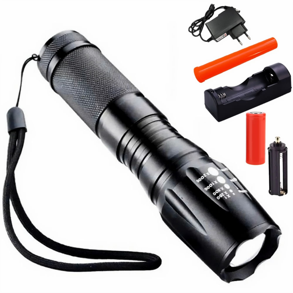 Lanterna Tática Policial LED X900 Recarregável Zoom CBRN10653