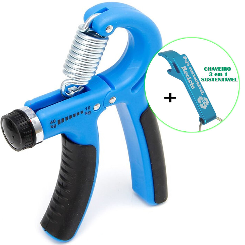 Hand Grip Exercitador Para Mãos Punho Emborrachado Azul + Chaveiro CBRN15870