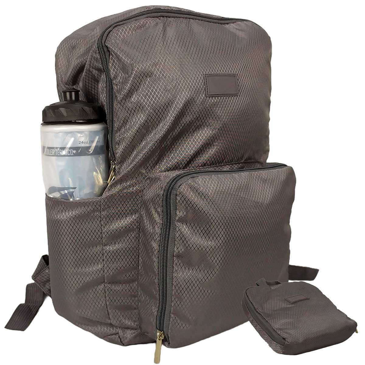 Mochila Escolar Viagem Bolsa Academia Unissex Dobrável Cinza CBRN18239