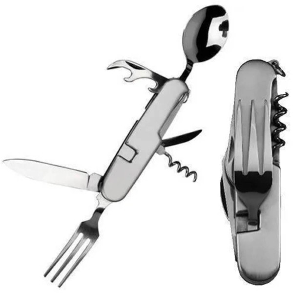 Canivete Talher 7 em 1 Aço Inox Pesca, Camping, Caça CBRN20744