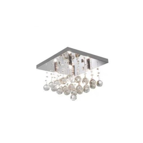 Encontraproduto.com.br - Plafon Quadrado 4XG9 Cascata Cristal Champagne Hevvy